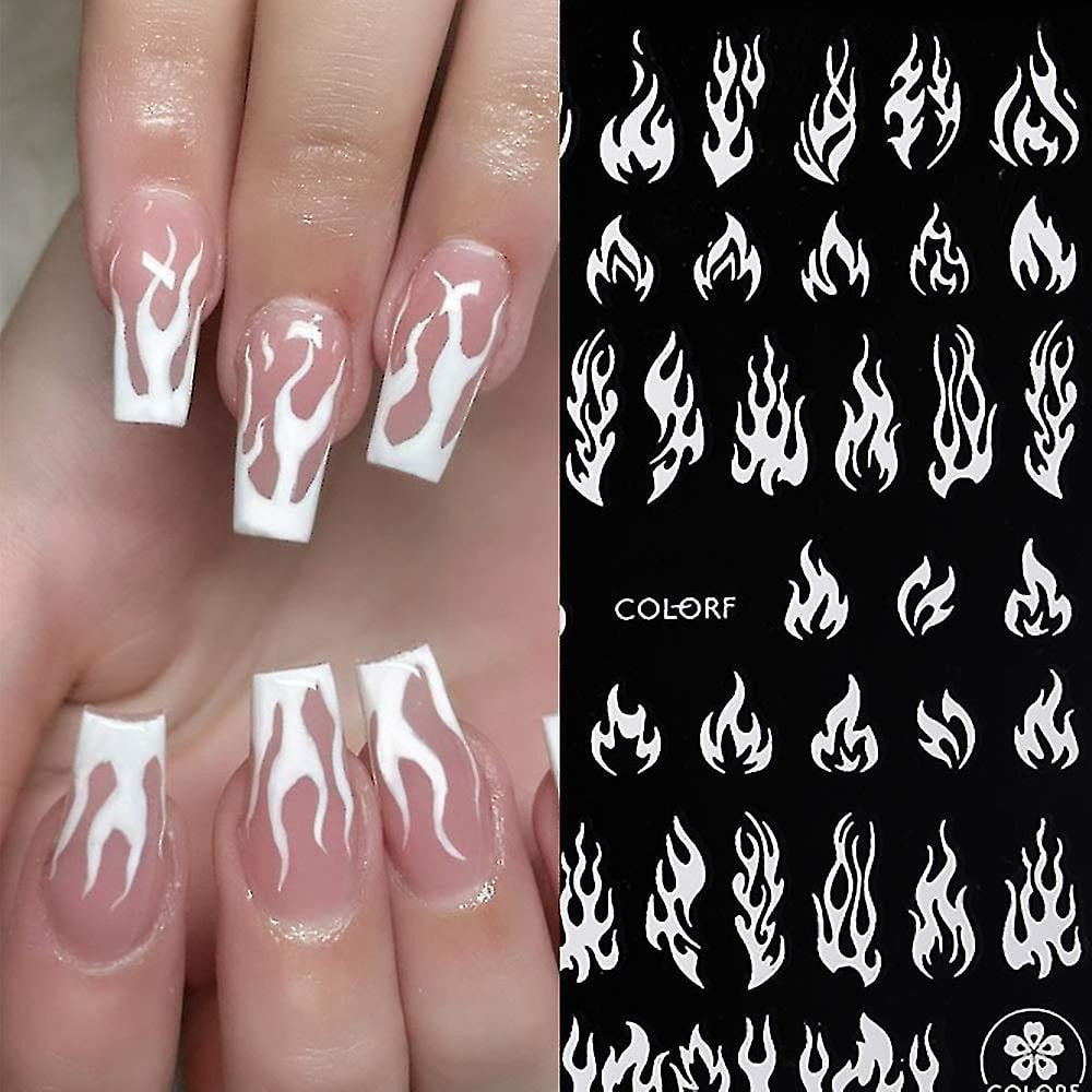 Holographic Flame Nail Stickers 3d Laser Sliders Shiny Stars Leaf Flowers Nail  Designs Rose Floral Decal Diy Manicure Gll015-022 - Stickers & Decals -  AliExpress